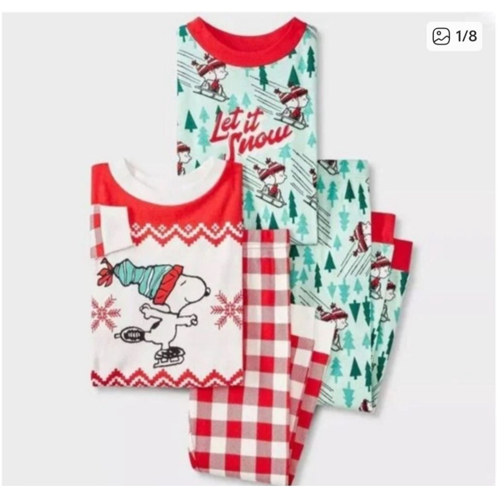 Baby PEANUTS Pajama Set 18 Months Red White Green